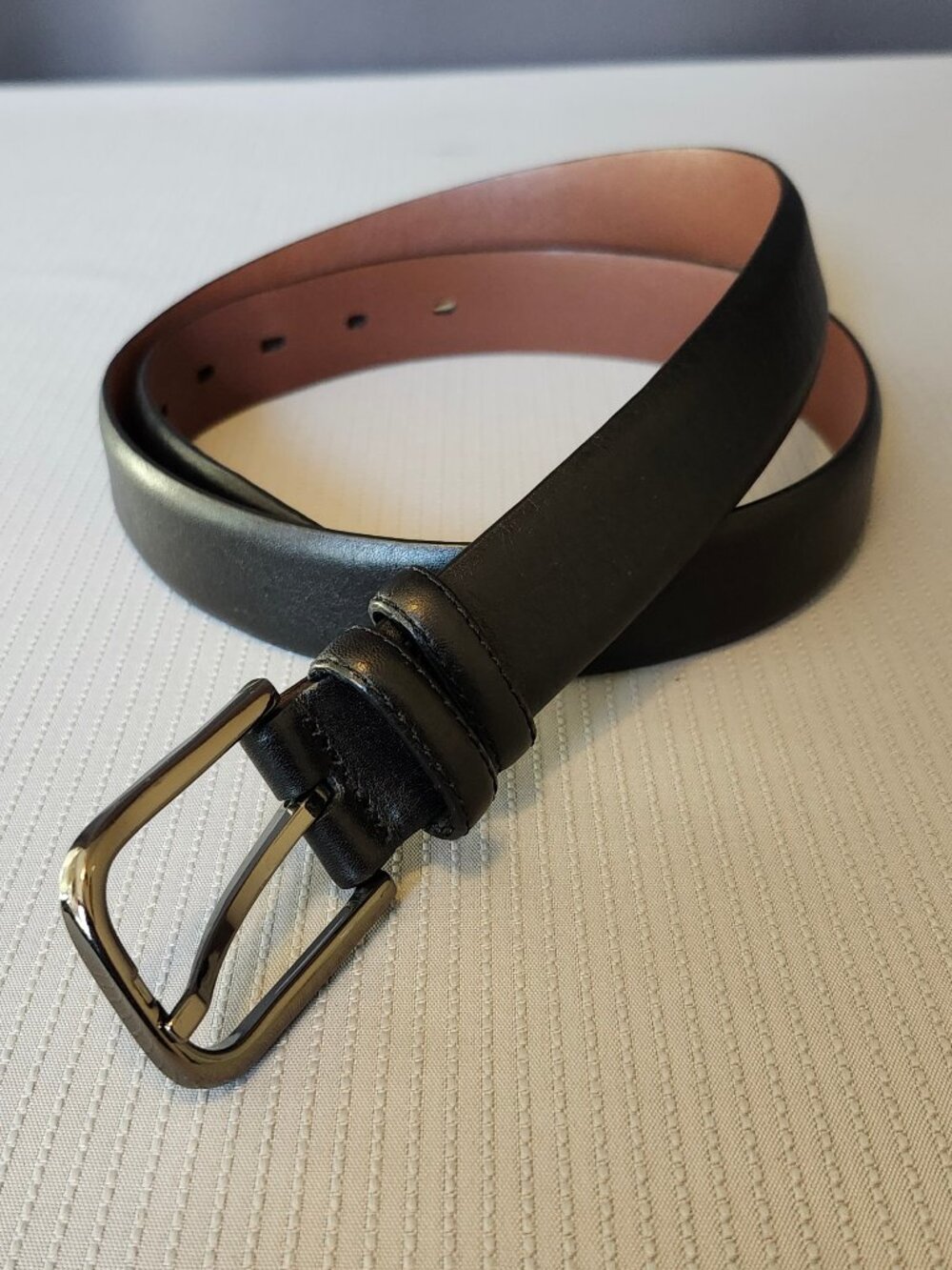 Roundtree & Yorke Black Leather Dress Belt - Size 36